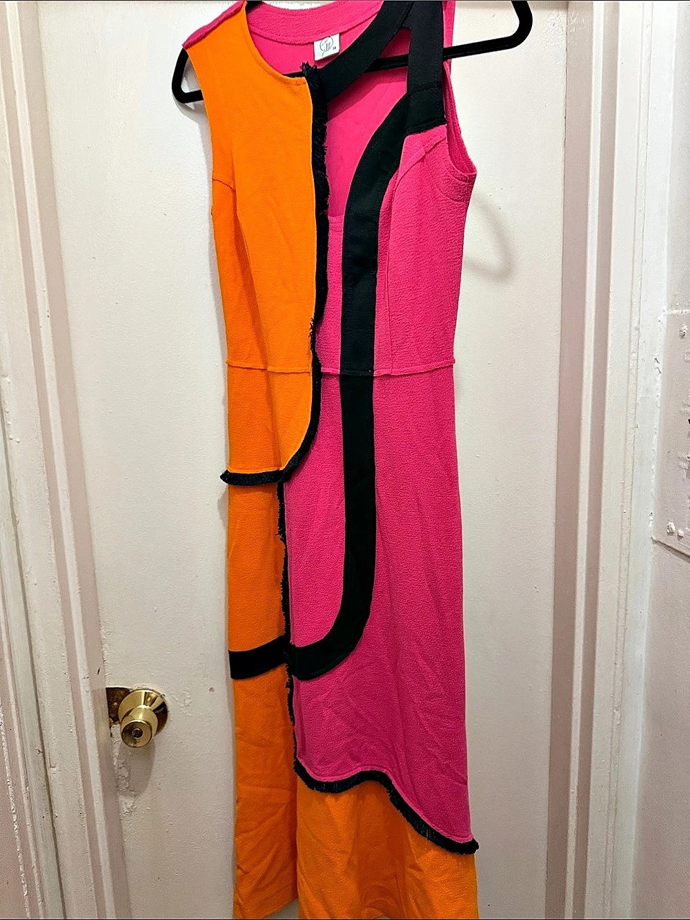 Color Block Maxi Dress in Pink & Orange